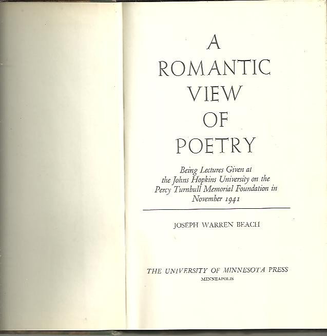 A ROMANTIC VIEW OF POETRY.