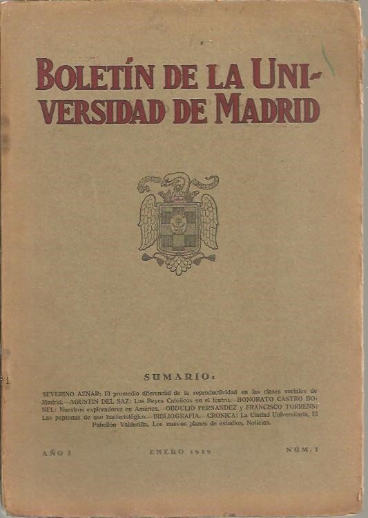 BOLETIN DE LA UNIVERSIDAD DE MADRID. AÑO I. NUM.1.