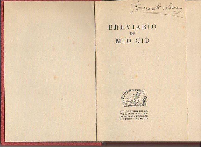 BREVIARIO DE MIO CID.