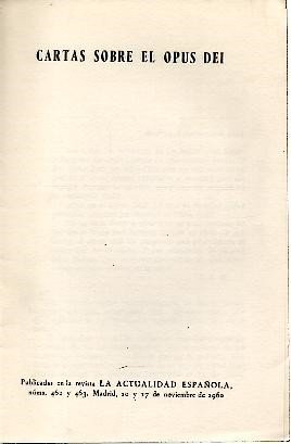 CARTAS SOBRE EL OPUS DEI.