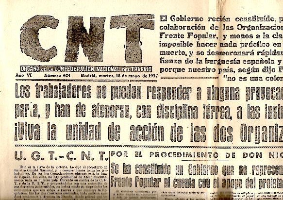CNT. ORGANO DE LA CONFEDERACION NACIONAL DEL TRABAJO. AÑO VI. …