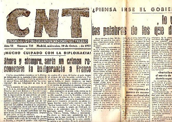 CNT. ORGANO DE LA CONFEDERACION NACIONAL DEL TRABAJO. AÑO VI. …