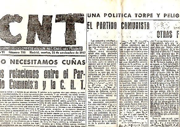 CNT. ORGANO DE LA CONFEDERACION NACIONAL DEL TRABAJO. AÑO VI. …