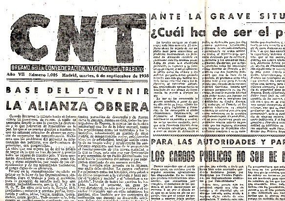 CNT. ORGANO DE LA CONFEDERACION NACIONAL DEL TRABAJO. AÑO VII. …