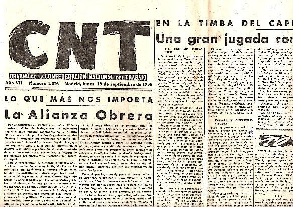 CNT. ORGANO DE LA CONFEDERACION NACIONAL DEL TRABAJO. AÑO VII. …