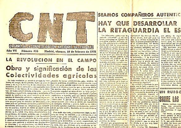 CNT. ORGANO DE LA CONFEDERACION NACIONAL DEL TRABAJO. AÑO VII. …