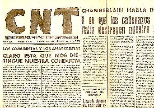 CNT. ORGANO DE LA CONFEDERACION NACIONAL DEL TRABAJO. AÑO VII. …