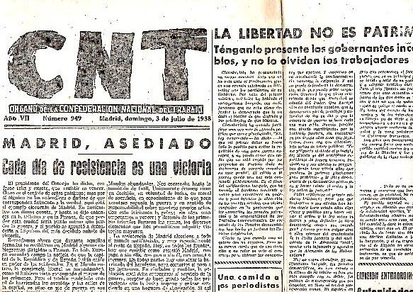 CNT. ORGANO DE LA CONFEDERACION NACIONAL DEL TRABAJO. AÑO VII. …