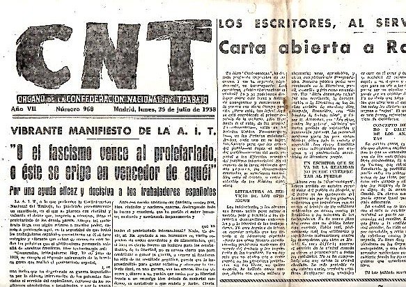 CNT. ORGANO DE LA CONFEDERACION NACIONAL DEL TRABAJO. AÑO VII. …