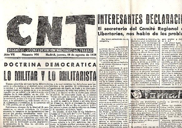 CNT. ORGANO DE LA CONFEDERACION NACIONAL DEL TRABAJO. AÑO VII. …