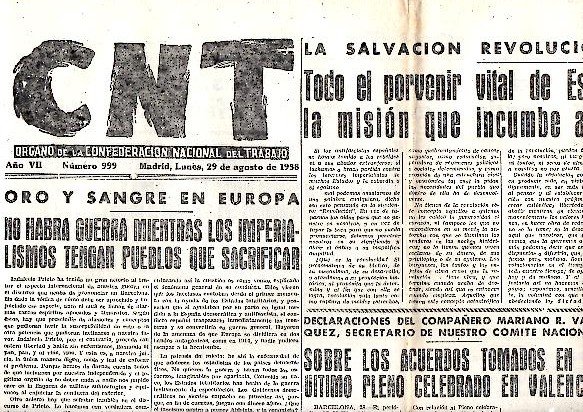 CNT. ORGANO DE LA CONFEDERACION NACIONAL DEL TRABAJO. AÑO VII. …