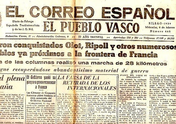EL CORREO ESPAÑOL. EL PUEBLO VASCO. N. 465. 8-FEBRERO-1939.