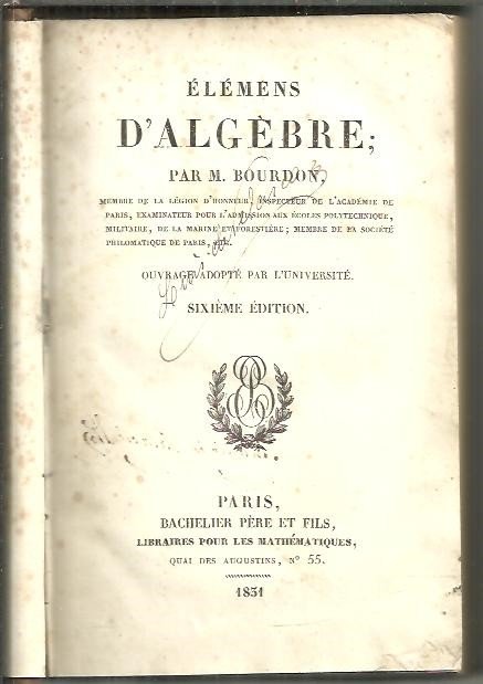 ELEMENS D'ALGEBRE.