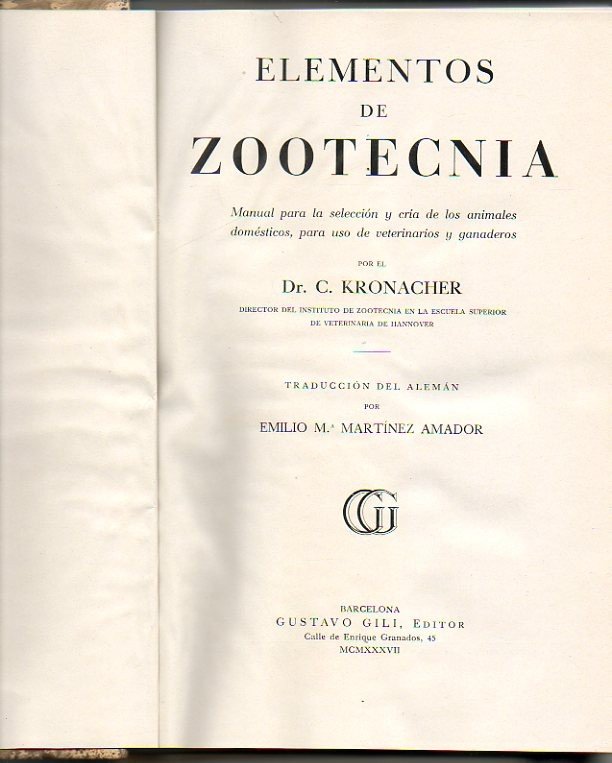 ELEMENTOS DE ZOOTECTNIA. MANUAL PARA LA SELECCIÓN Y CRIA DE …