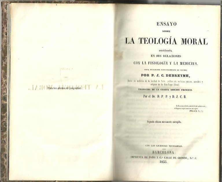 ENSAYO SOBRE LA TEOLOGIA MORAL CONSIDERADA EN SUS RELACIONES CON …