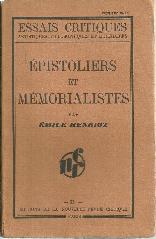 EPISTOLIERS ET MEMORIALISTES.