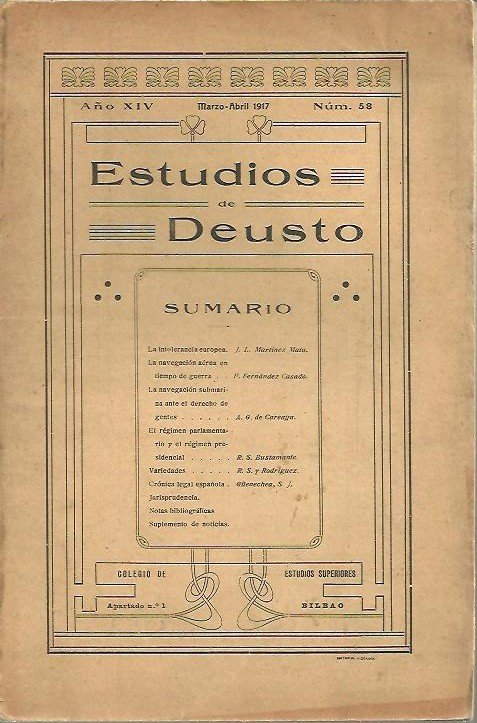 ESTUDIOS DE DEUSTO. AÑO XIV. MARZO-ABRIL 1917. N. 58.