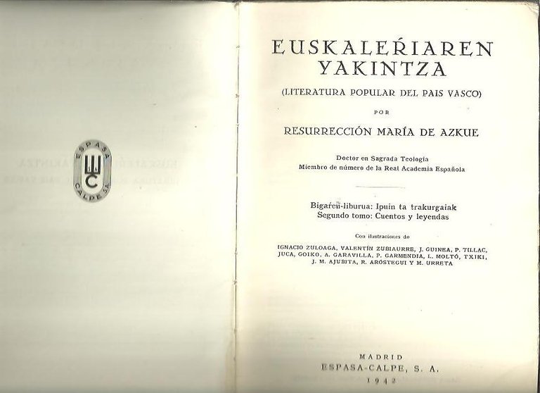 EUSKALERRIAREN YAKINTZA. LITERATURA POPULAR DEL PAIS VASCO. TOMO II.