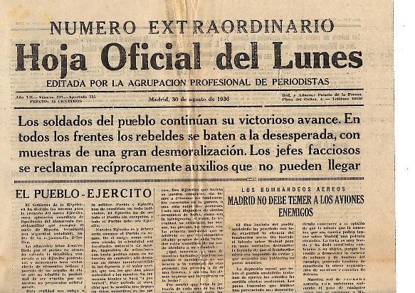 HOJA OFICIAL DEL LUNES. AÑO VII. N. 307. 30-AGOSTO-1936.