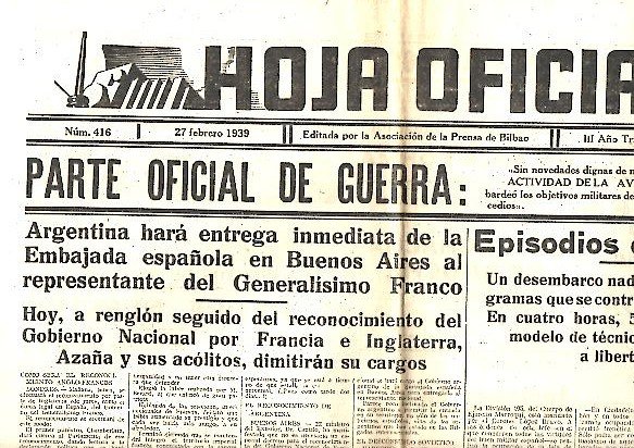 HOJA OFICIAL DEL LUNES. AÑO VIII. N. 416. 27-FEBRERO-1939.