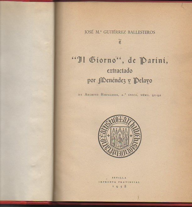 IL GIORNO, DE PARINI, EXTRACTADO POR MENENDEZ Y PELAYO.