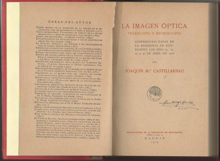 LA IMAGEN OPTICA. TELESCOPIO Y MICROCOPIO. CONFERENCIAS DADAS EN LA …