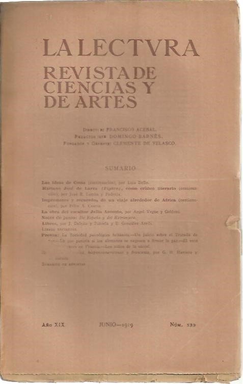 LA LECTURA. REVISTA DE CIENCIAS Y DE ARTES. AÑO XIX. …