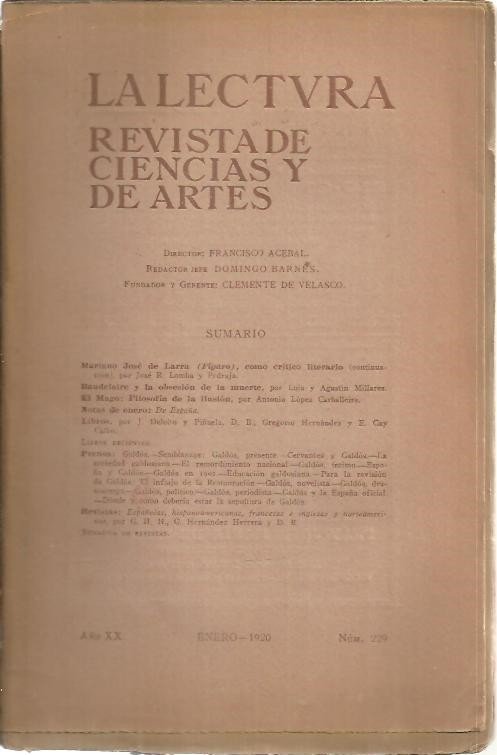 LA LECTURA. REVISTA DE CIENCIAS Y DE ARTES. AÑO XX. …