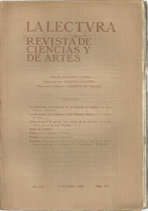 LA LECTURA. REVISTA DE CIENCIAS Y DE ARTES. AÑO XX. …