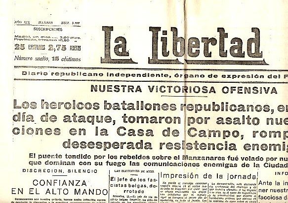 LA LIBERTAD. DIARIO REPUBLICANO INDEPENDIENTE, ORGANO DE EXPRESION DEL FRENTE …