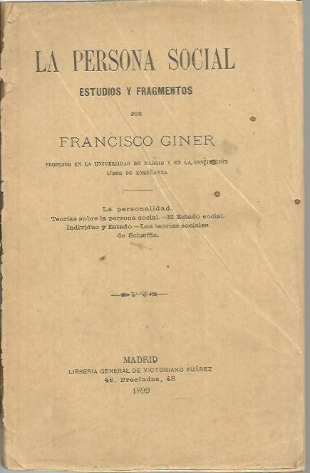 LA PERSONA SOCIAL. ESTUDIOS Y FRAGMENTOS.
