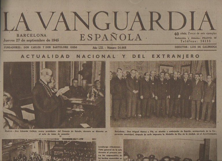 LA VANGUARDIA ESPAÑOLA. AÑO LXI. NUMERO 24.668. JUEVES 27 DE …