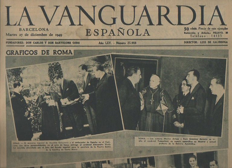 LA VANGUARDIA ESPAÑOLA. AÑO LXV. NUMERO 25.988. MARTES 27 DE …