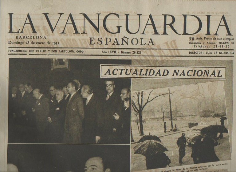 LA VANGUARDIA ESPAÑOLA. AÑO LXVII. NUMERO 26.327. DOMINGO 28 DE …