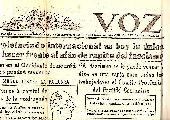 LA VOZ. AÑO XIX. N.5370. 13-MARZO-1938.