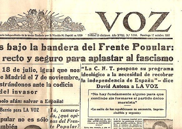 LA VOZ. AÑO XVIII. N. 5249. 17-OCTUBRE-1937.
