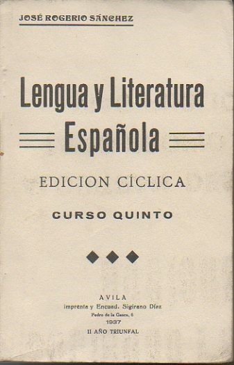 LENGUA Y LITERATURA ESPAÑOLA. QUINTO CURSO.