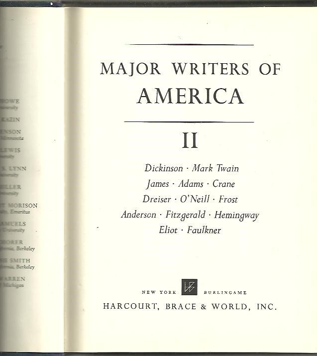 MAJOR WRITERS OF AMERICA. II. DICKINSON, MARK TWAIN, JAMES, ADAMS, …