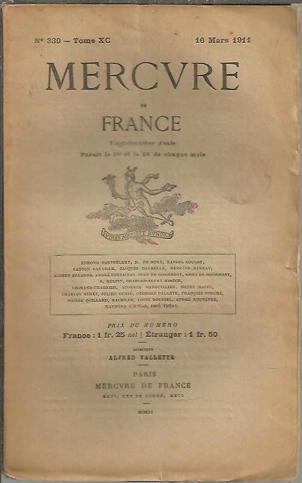 MERCURE DE FRANCE. TOME XC. NUM. 330.