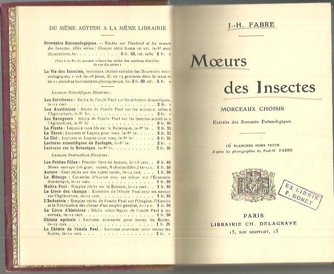 MOEURS DES INSECTES. MORCEAUX CHOISIS.