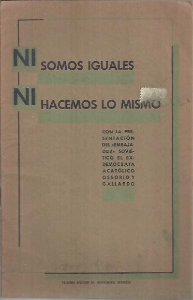 NI SOMOS IGUALES NI HACEMOS LO MISMO. CON LA PRESENTACION …