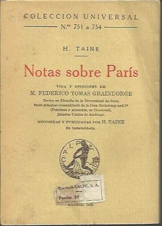 NOTAS SOBRE PARIS. VIDA Y OPINIONES DE M. FEDERICO TOMAS …