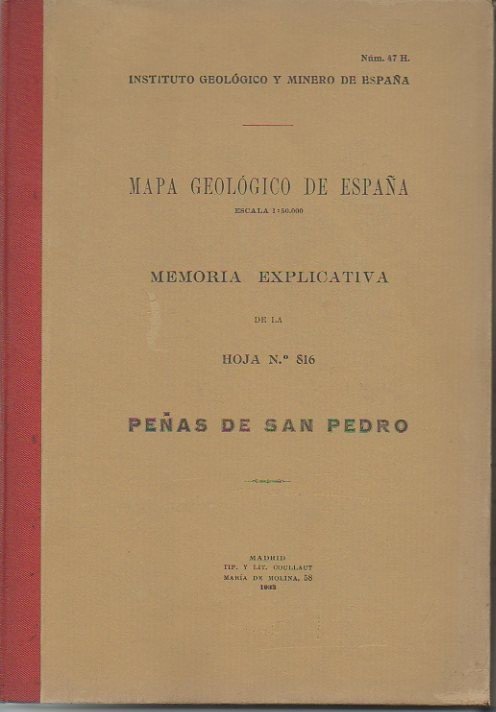 PEÑAS DE SAN PEDRO. MAPA GEOLOGICO DE ESPAÑA. MEMORIA EXPLICATIVA …