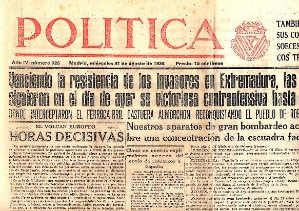 POLITICA. AÑO IV. N. 926. 31-AGOSTO-1938.