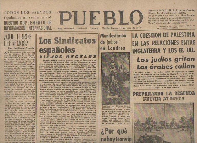 PUEBLO. AÑO VII. NUM. 1.965. MADRID, JUEVES, 11 DE JULIO …