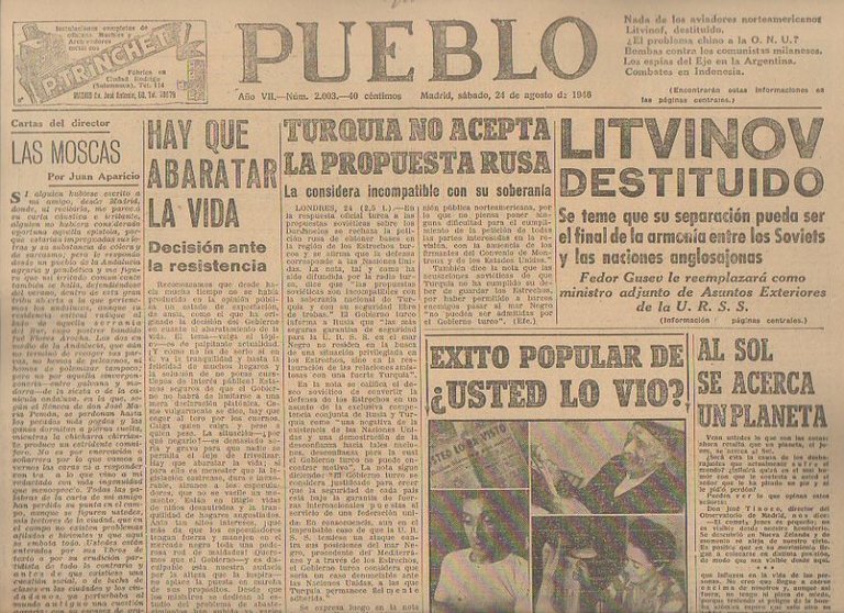PUEBLO. AÑO VII. NUM. 2.003. MADRID, SABADO, 24 DE AGOSTO …