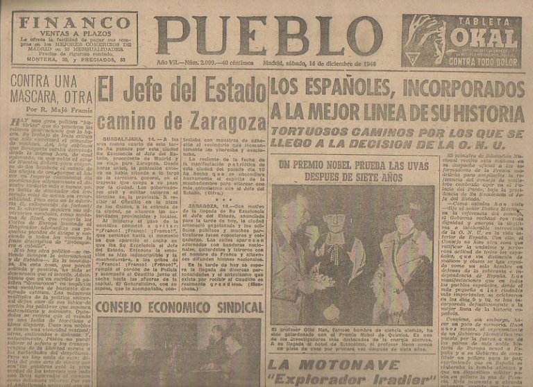 PUEBLO. AÑO VII. NUM. 2.099. MADRID, SABADO, 14 DE DICIEMBRE …