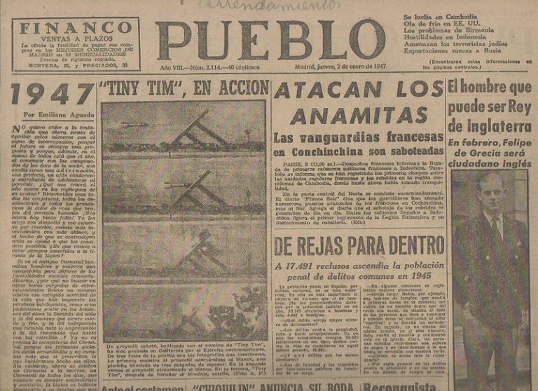 PUEBLO. AÑO VIII. NUM. 2.114. MADRID, JUEVES, 2 DE ENERO …