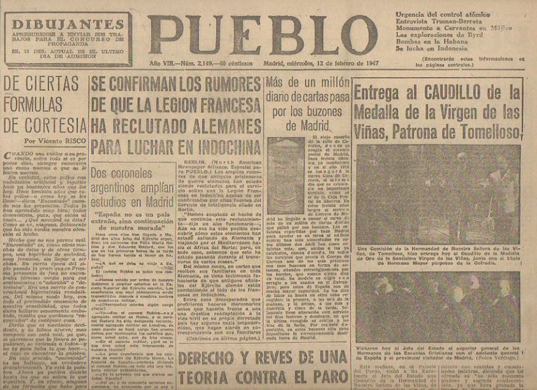 PUEBLO. AÑO VIII. NUM. 2.149. MADRID, MIERCOLES, 12 DE FEBRERO …