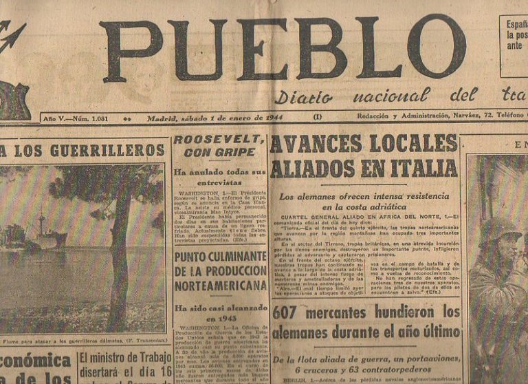 PUEBLO. DIARIO NACIONAL DEL TRABAJO. AÑO V. NUM. 1.081. MADRID, …